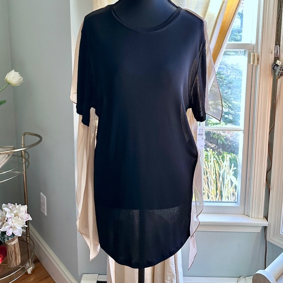 3.1 Phillip Lim Black & Sheer Nude Drape Back Tunic NWT - Picture 2 of 9